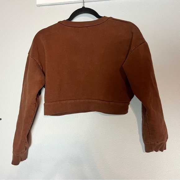Reformation Brown Cropped Sweatshirt Size XS Flaw Discoloration - Picture 2 of 10